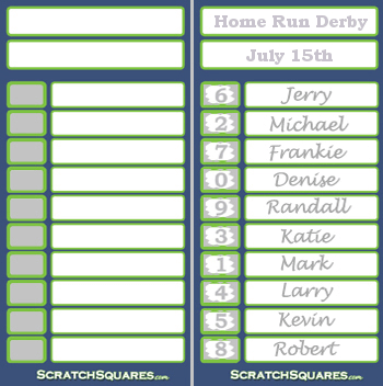 10 Line Home Run Derby Strip Cards